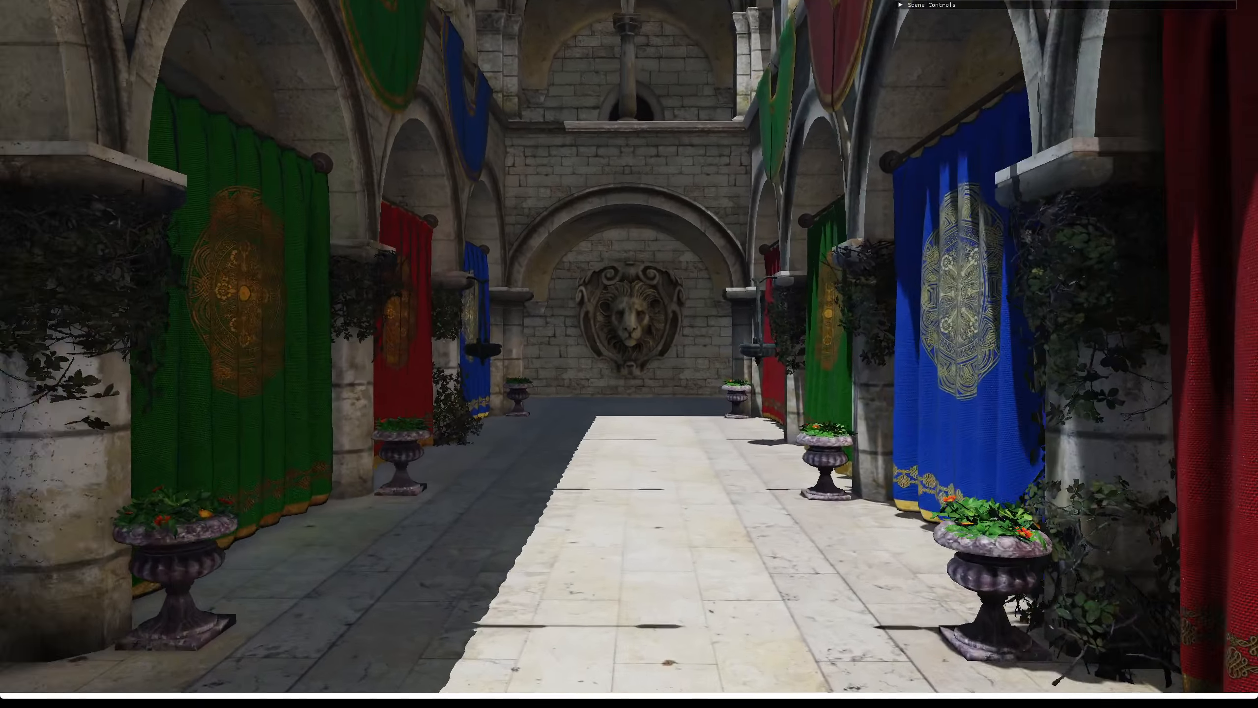 Sponza atrium rendered in real-time — deferred PBR, IBL, moment shadows, SSAO, and SSDO